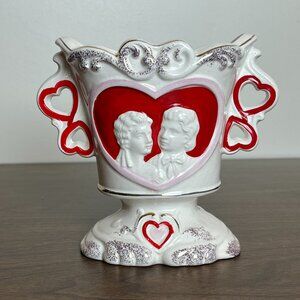 Vintage Relpo Flower Vase Planter Hearts Love Romance Japan